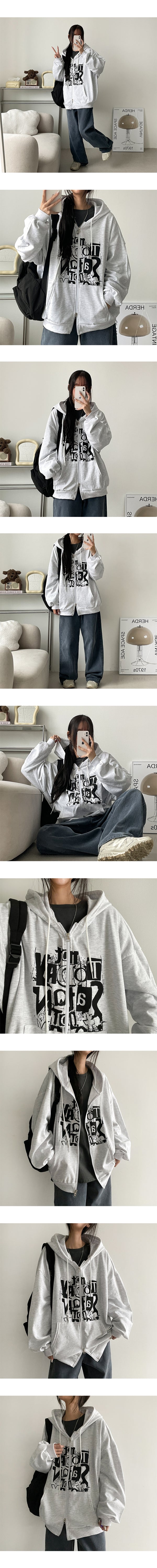 FIBER Oversized Fit Two-Way Hoodie Zip-Up