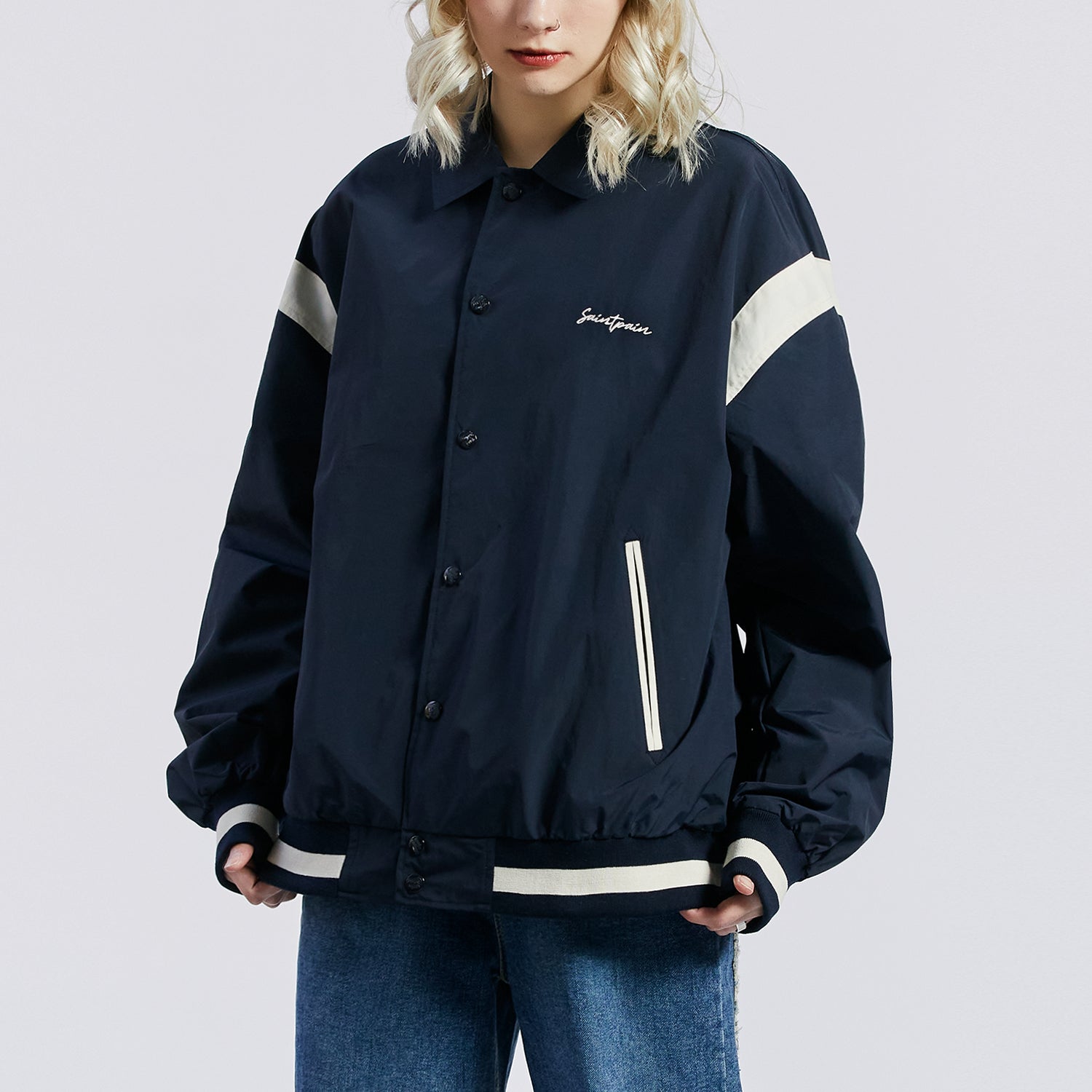 SP NYLON VARSITY JACKET-NAVY