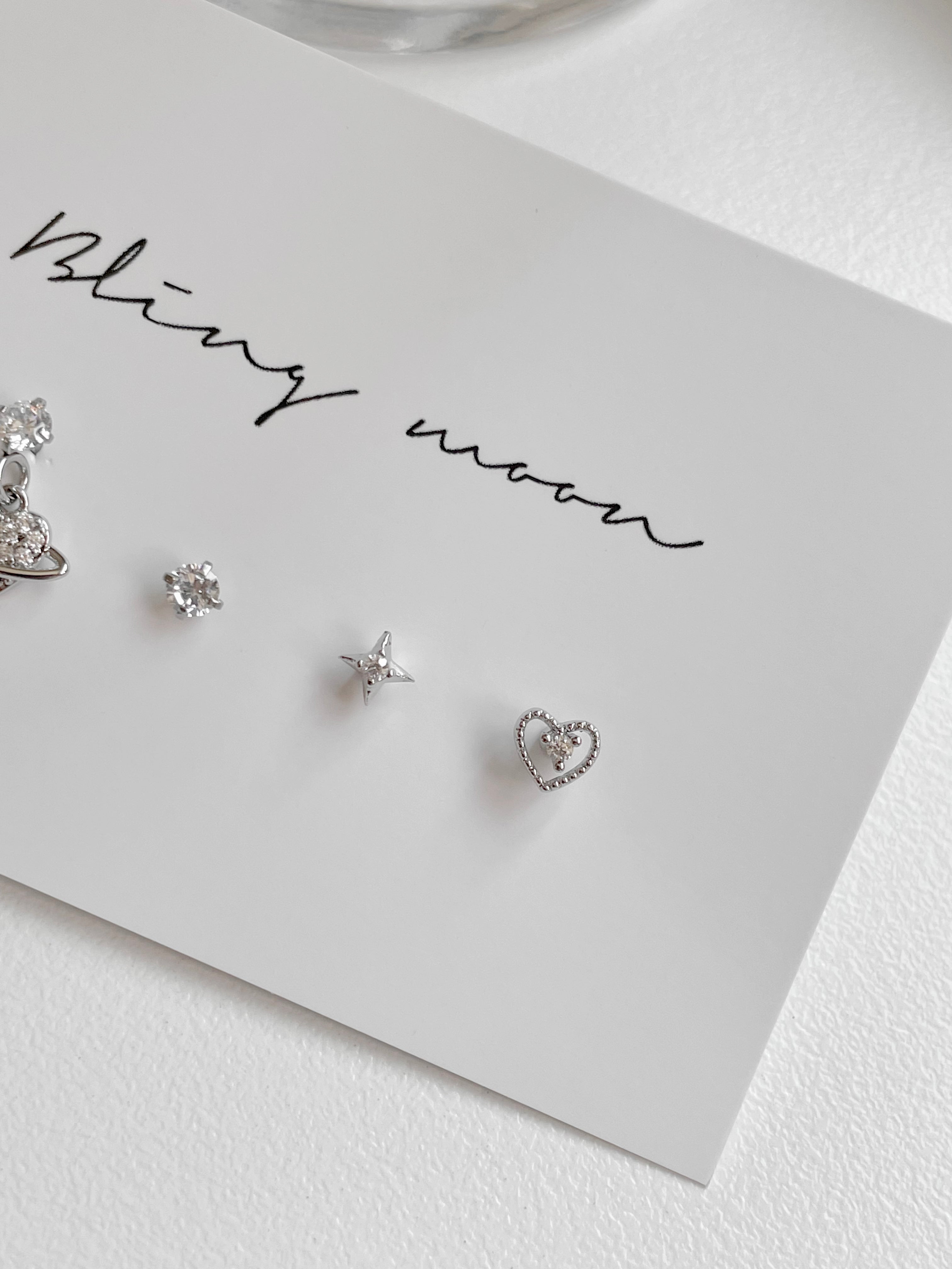 [4 set] cubic heart drop piercing set