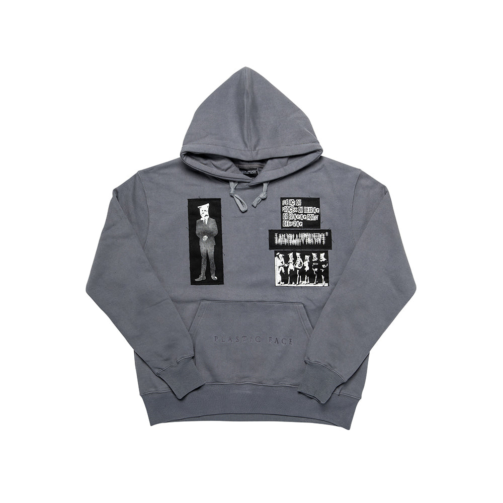 PLASTIC FACE PATCHED HOODIE - DARK GREY