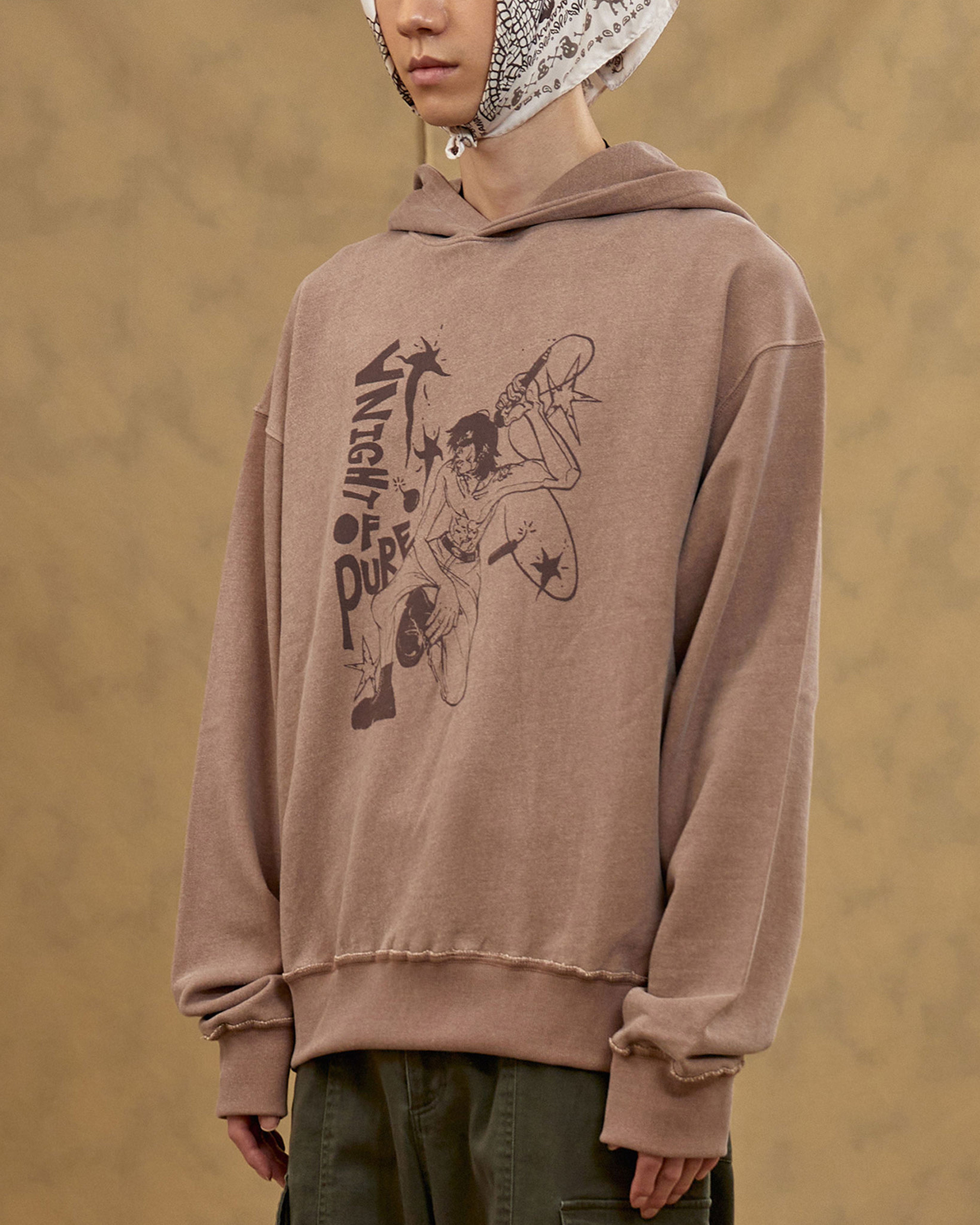 Pure Night Printed Hoodie (Brown)