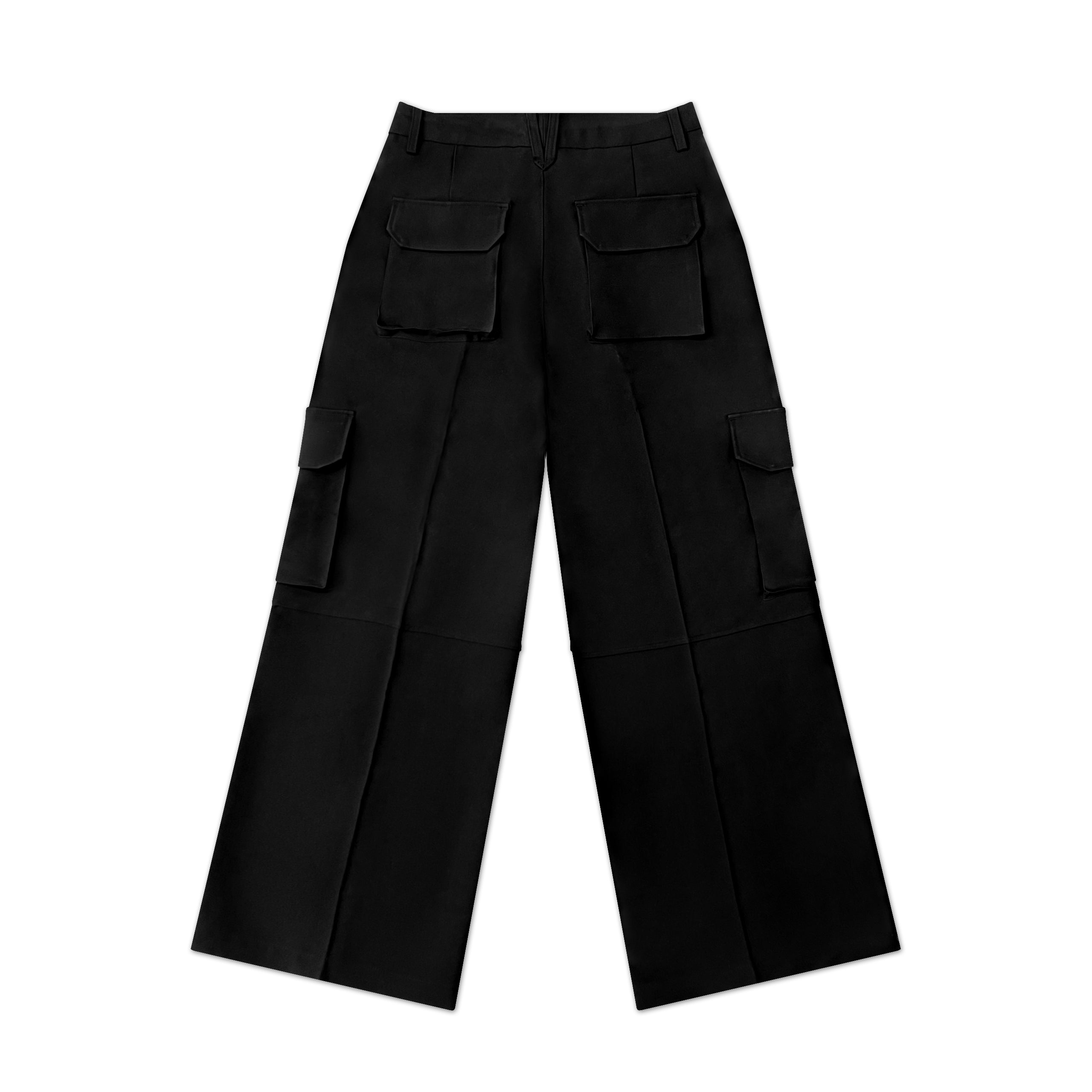 PRIVÉ LOGO EMBROIDERED CARGO PANTS (MALE) - BLACK