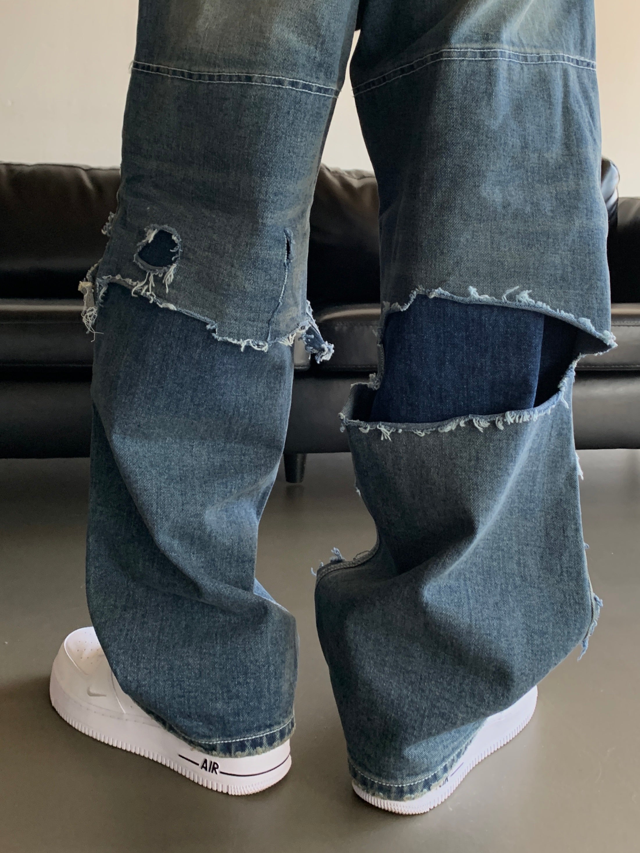 Destroyed Layered Pants (Blue)