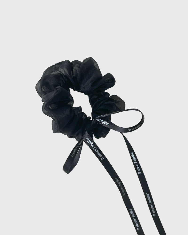 [Organza] Mizz ribbon scrunchie (Black) 