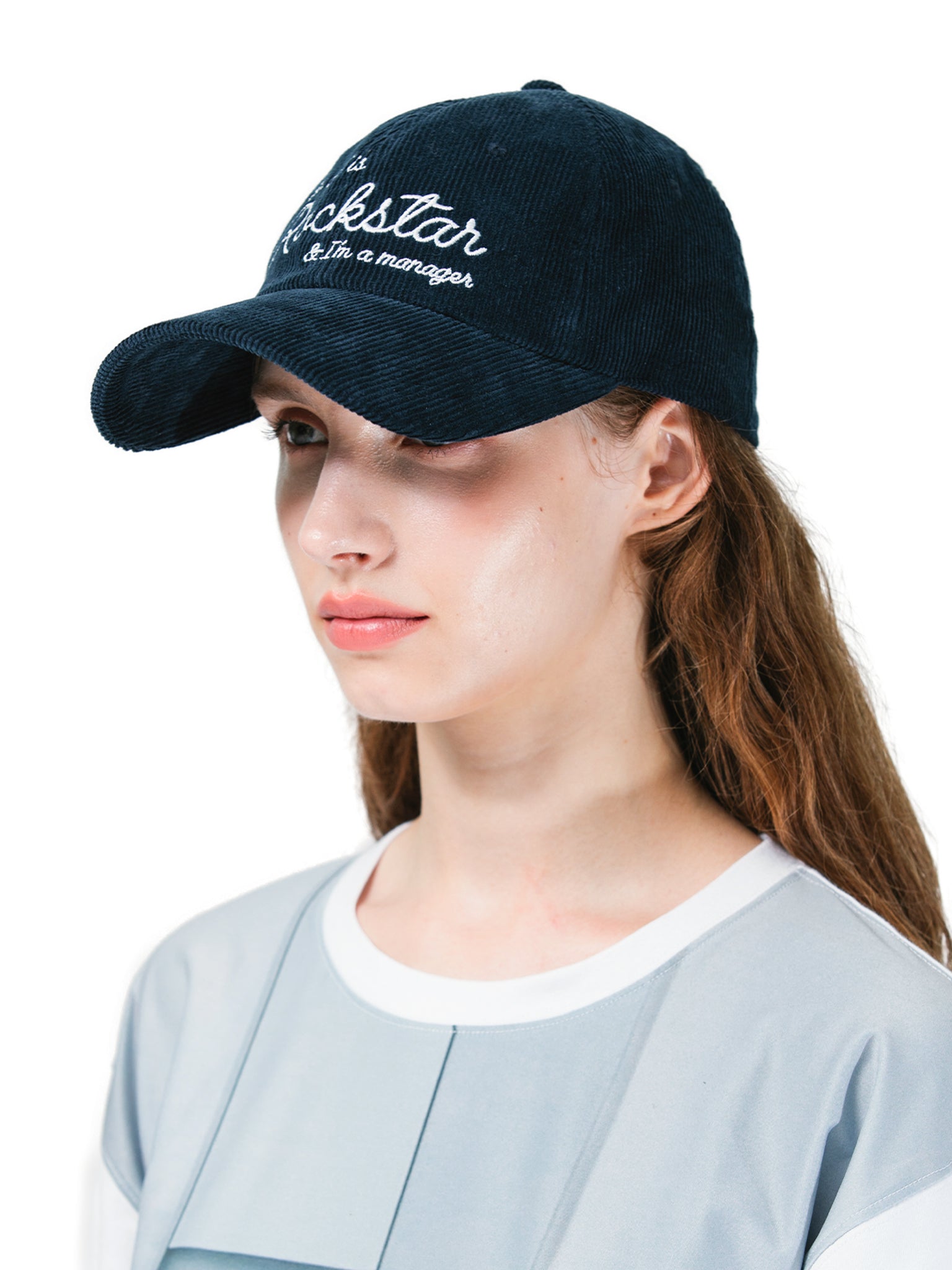 Cursive Handwriting Corduroy cap (Navy)