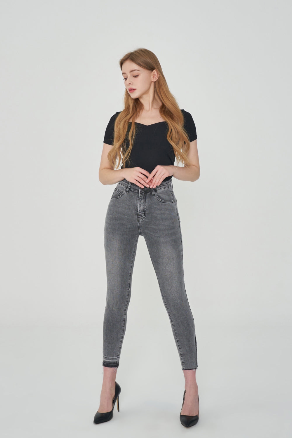 GRAY SKINNY JEAN [6860]