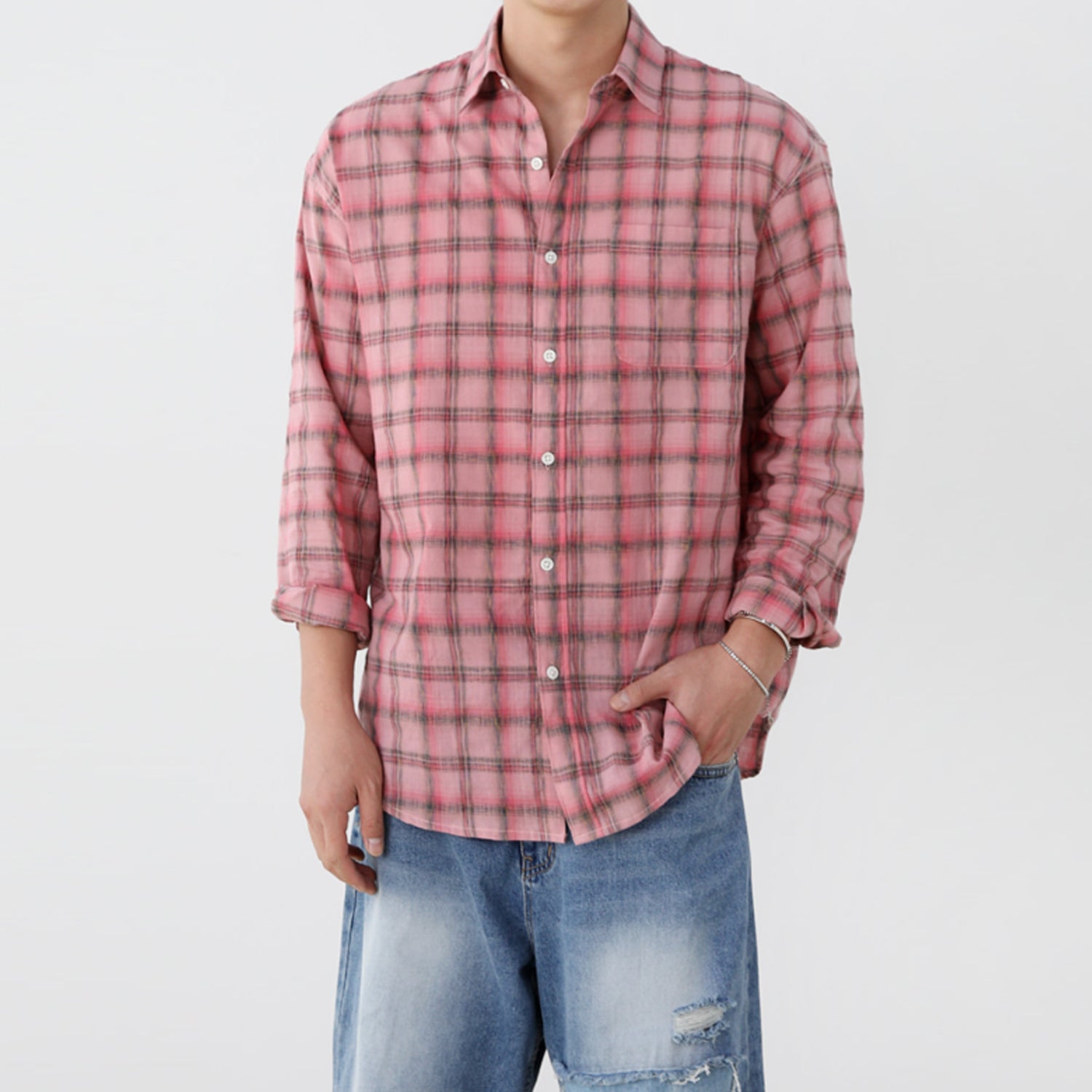 HYPE LINEN CHECK OVER SHIRT