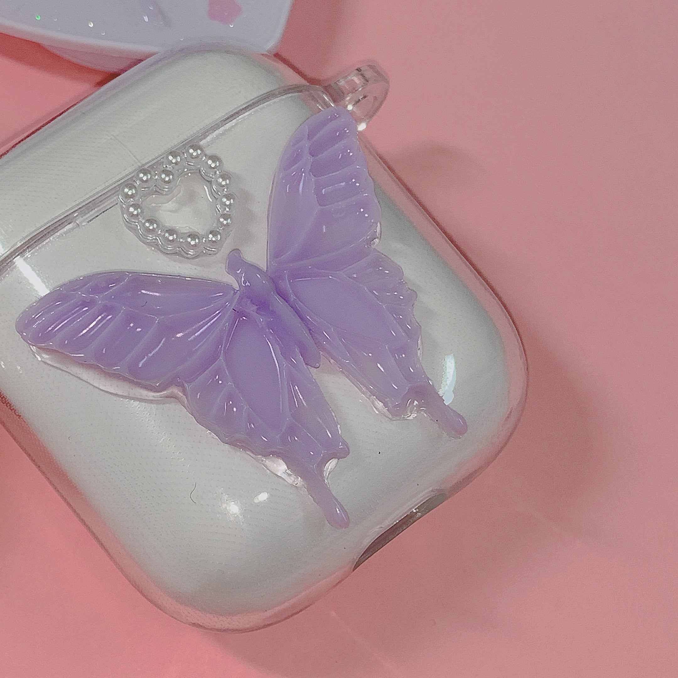 Pink Purple Butterfly Resin AirPods Case (TPU)