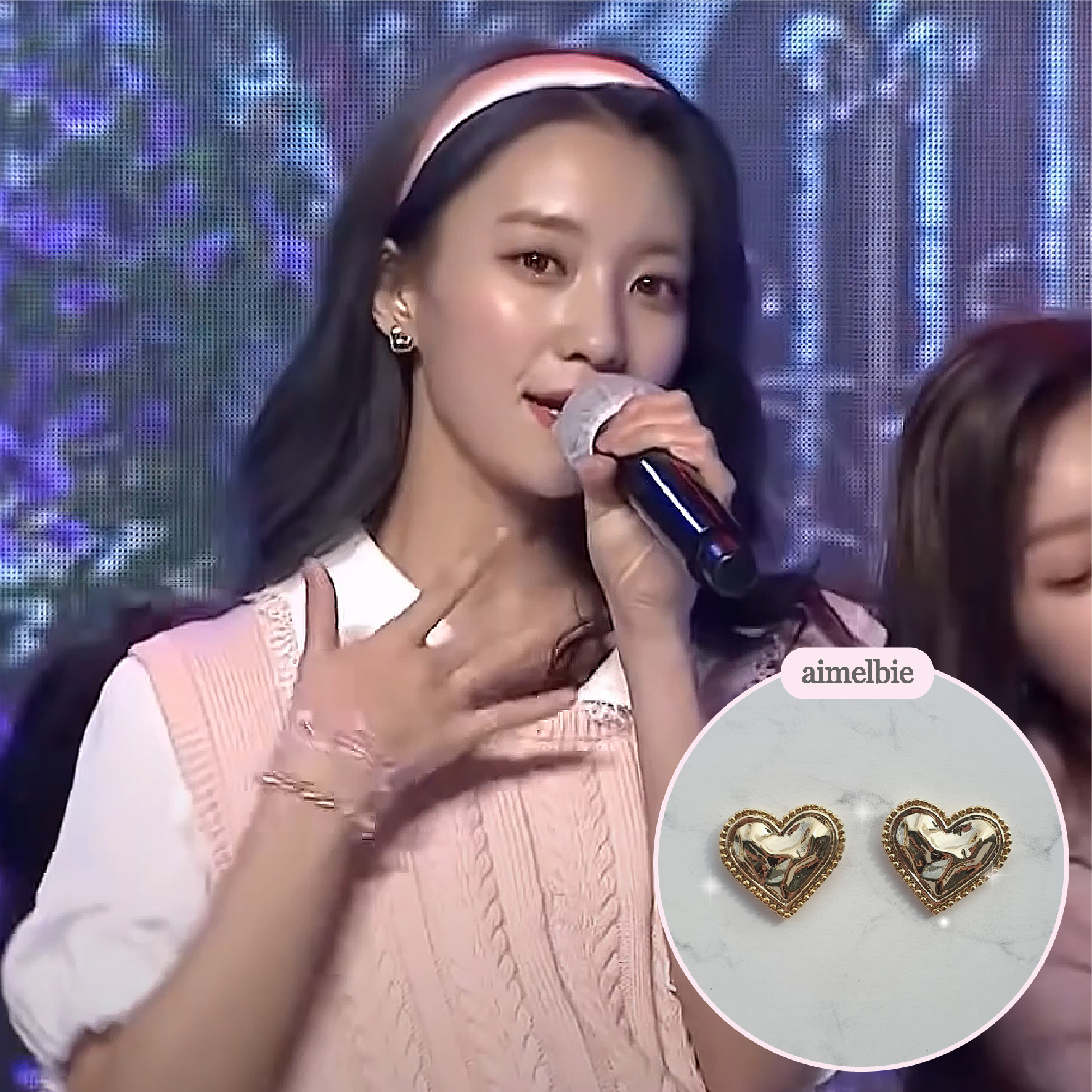  Gold Laced Hearts Piercing (G-idle Miyeon, IVE Yujin, Oh My Girl Seunghee, Arin, Hyojung Piercing)