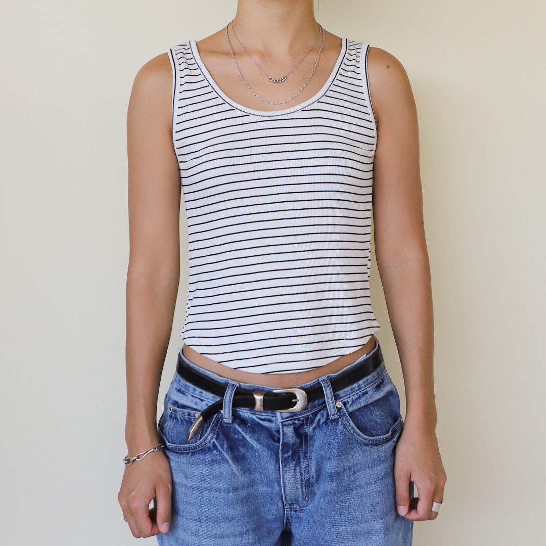 STRIPE CROP SLEEVELESS (IVORY)