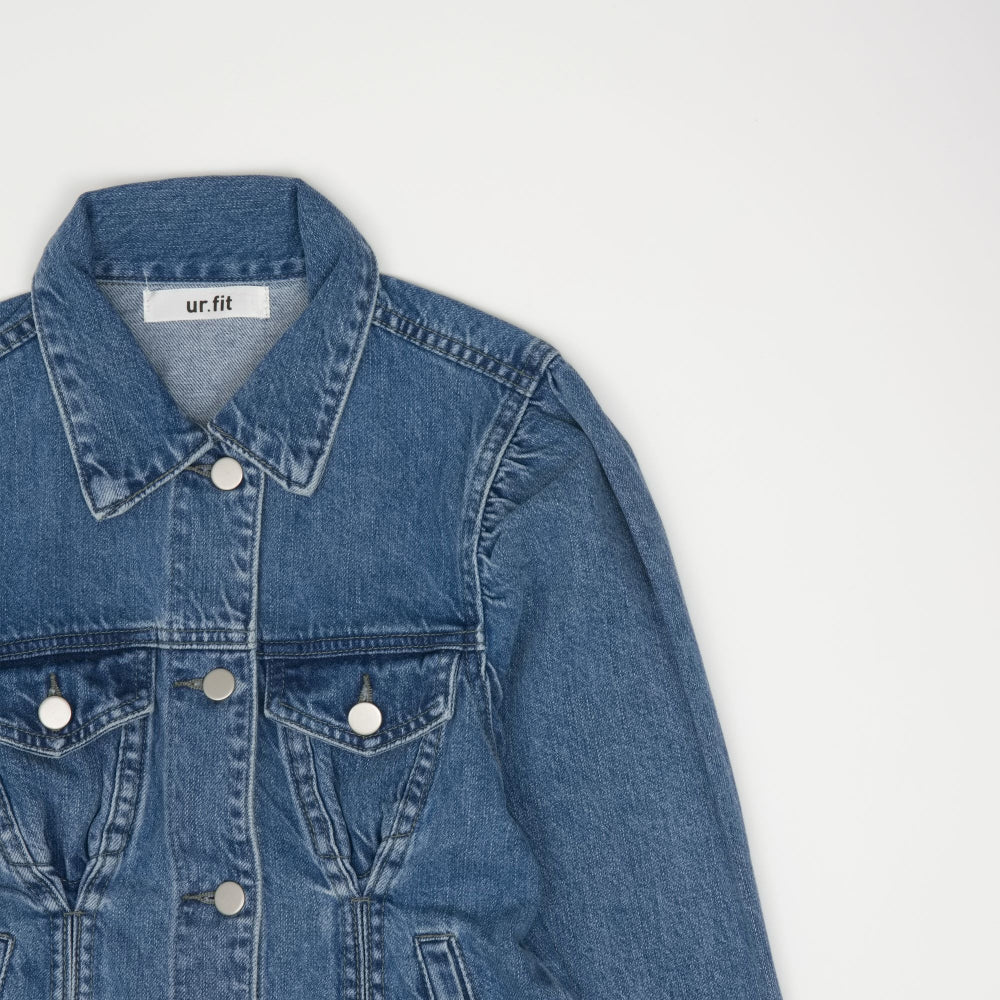 WORN PINTUCK MID BLUE DENIM JACKET [6076]