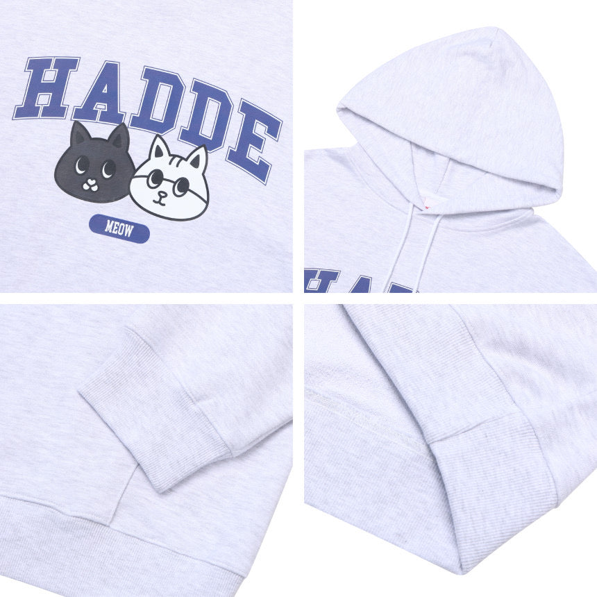 HADDE CAT HOODIE WHITE MELANGE