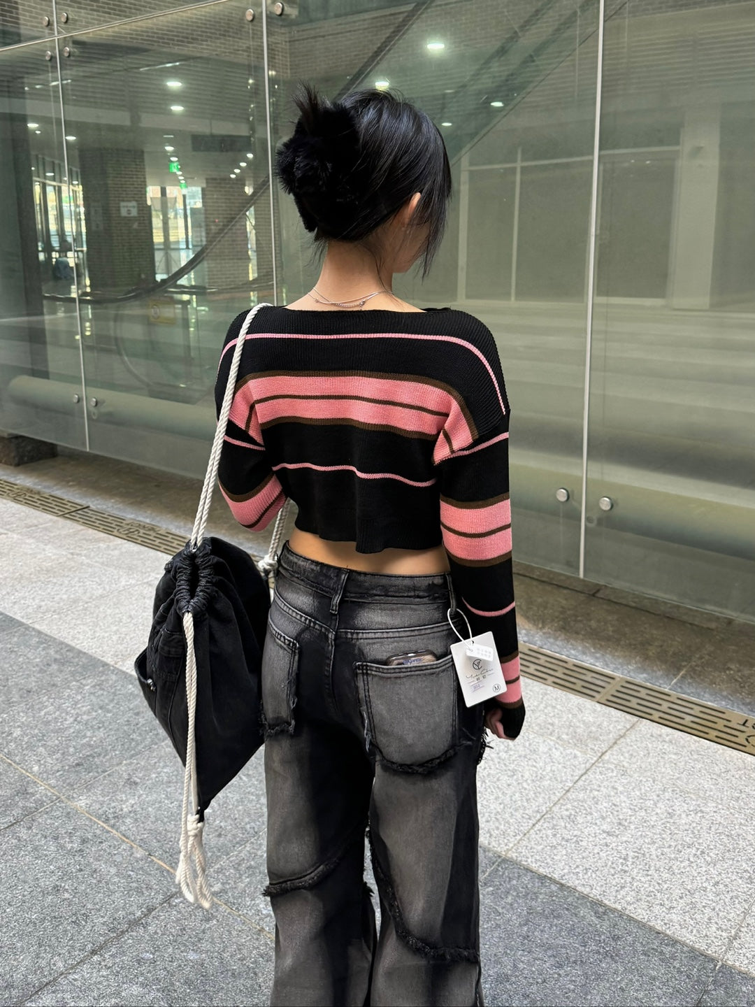 Pink crop knitwear