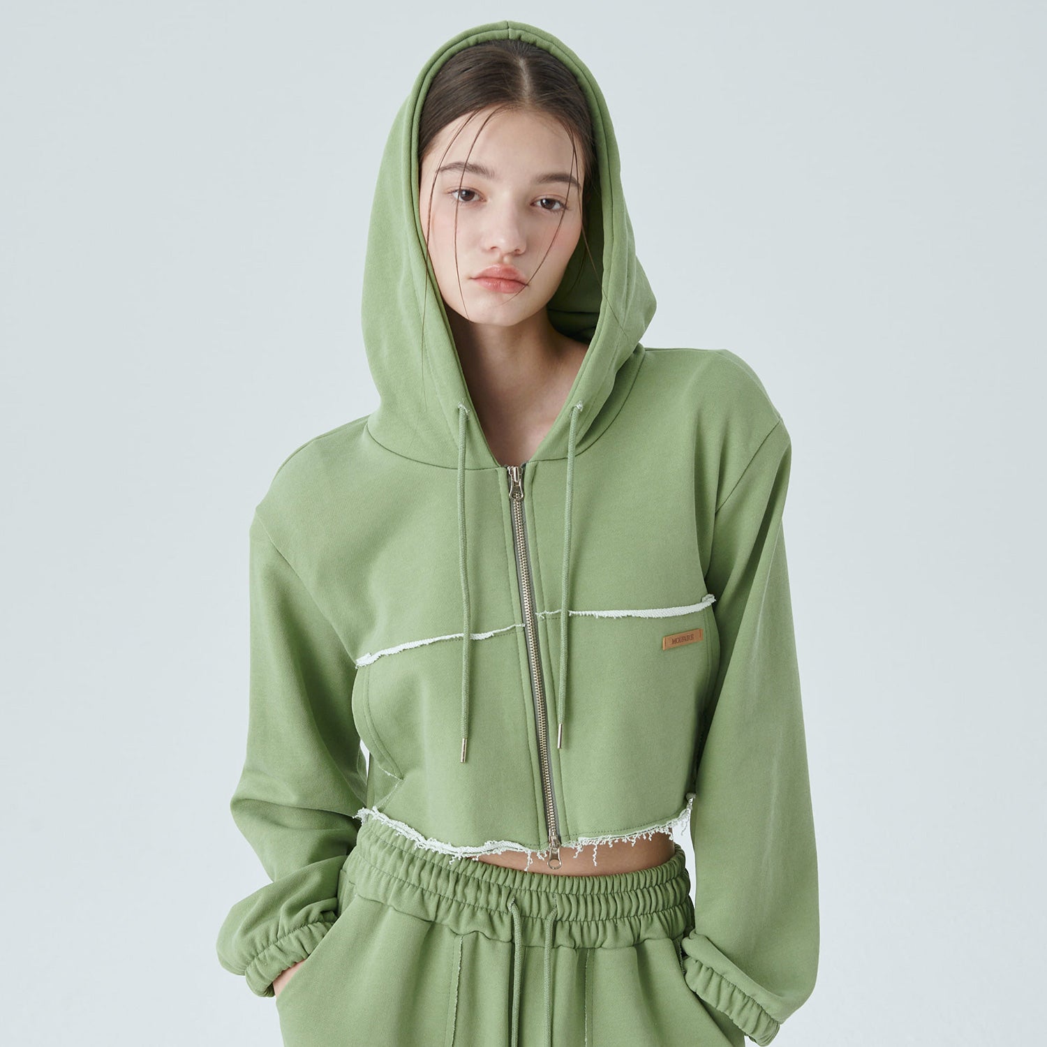 PIGMENT DYEING HOODIE ZIP-UP / GREEN