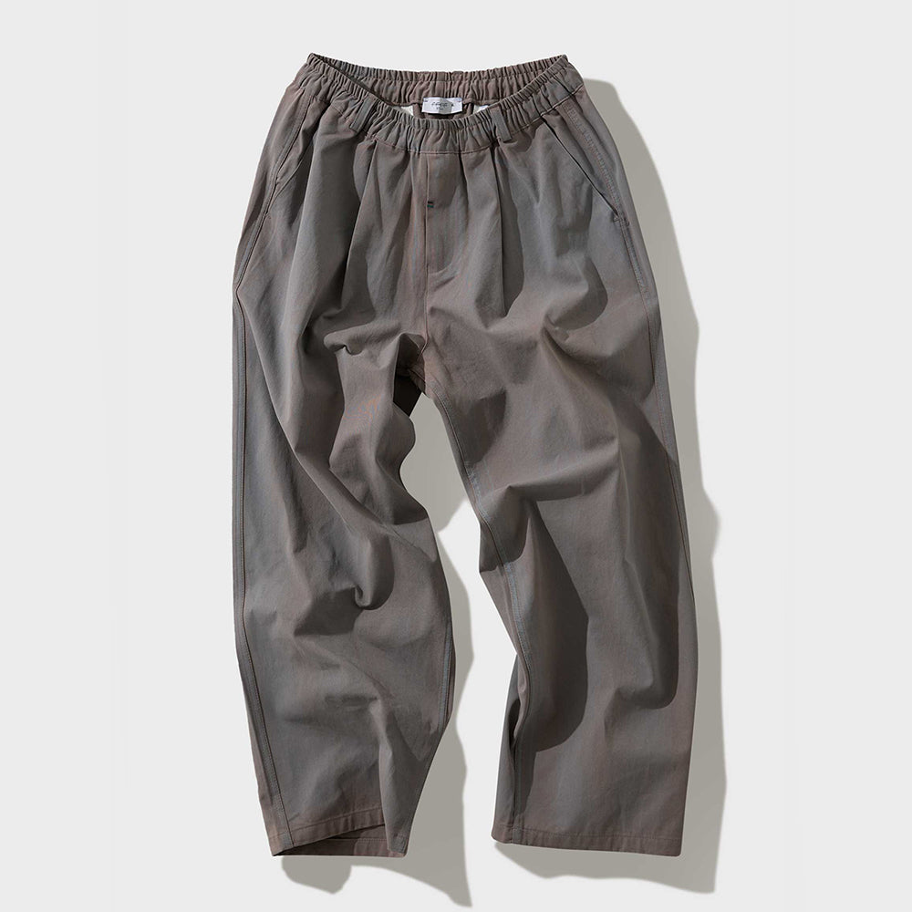 Dirty washed cotton long banding pants (Cement)