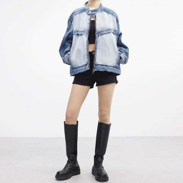 Ritz Motor Neck Denim Jacket