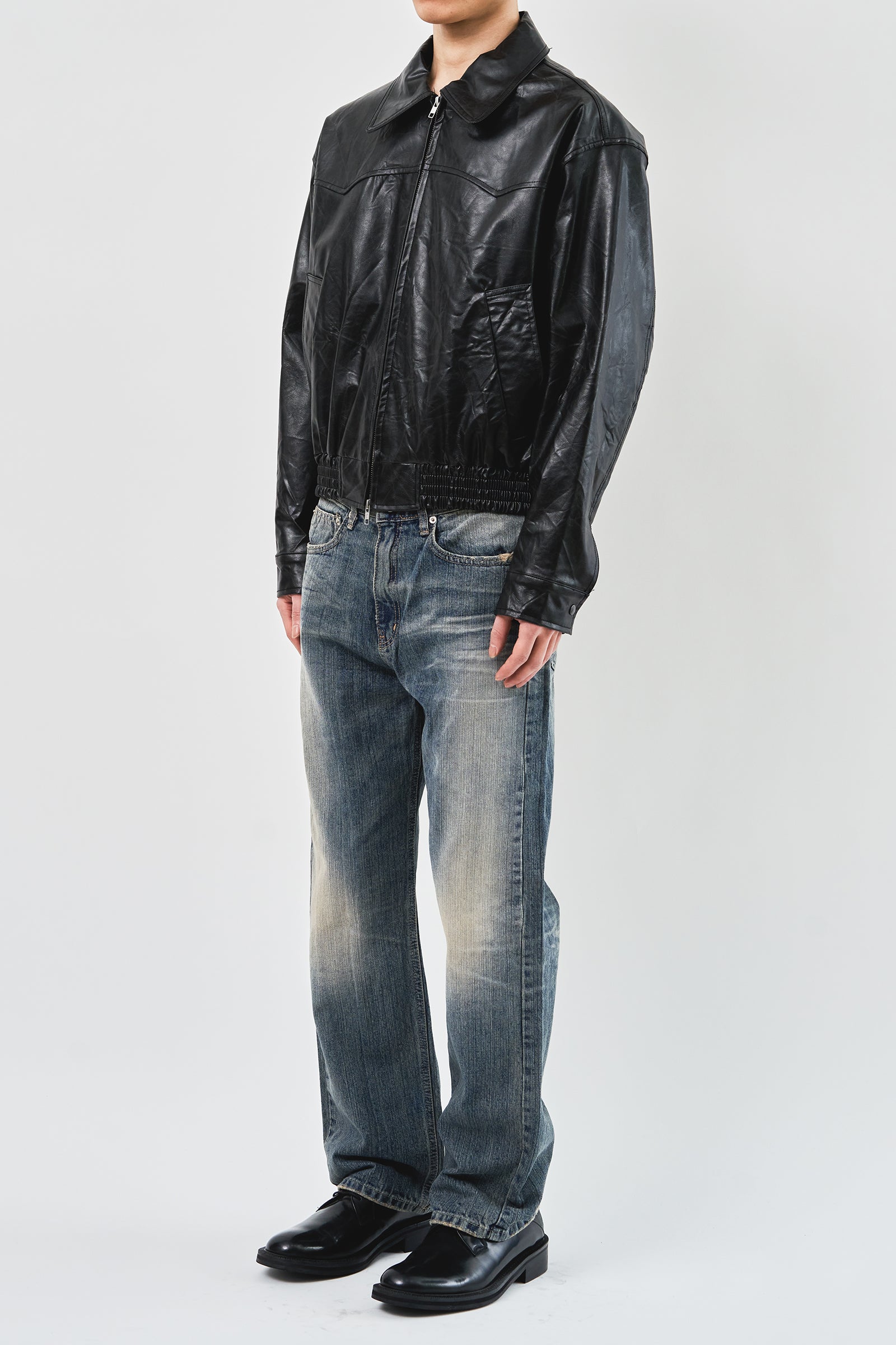 Chelo Wrinkled Leather Jacket (2color)