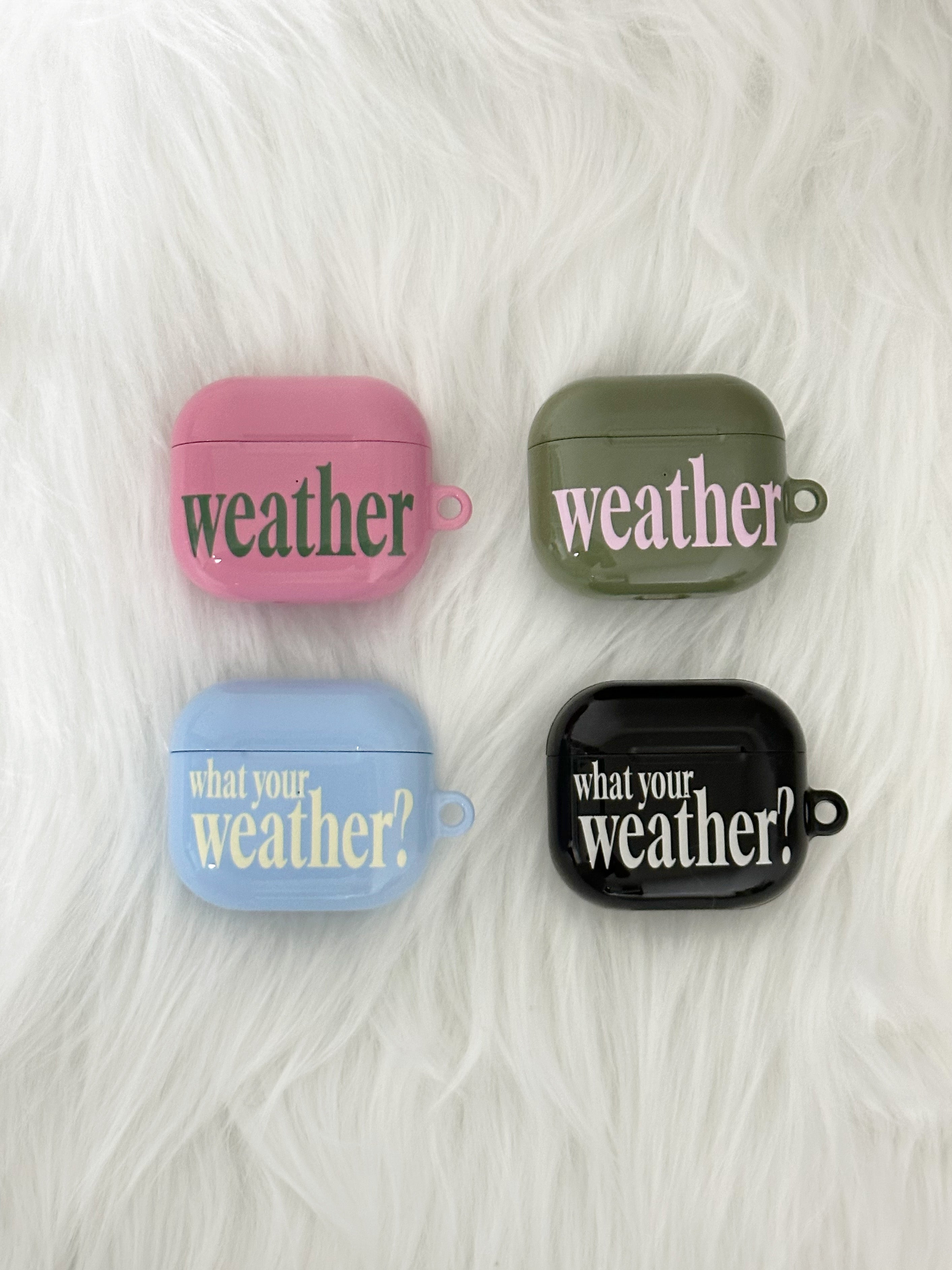 weather Airpods case-pink(green)