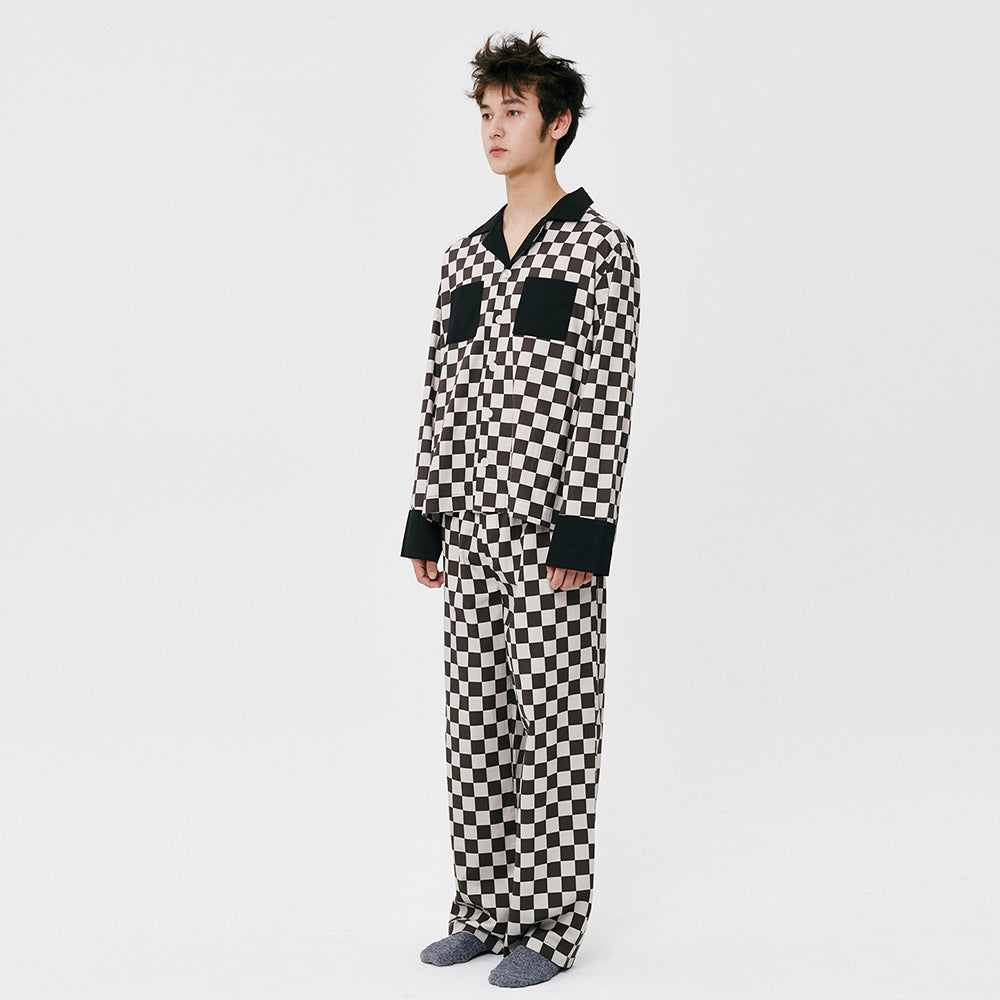 (M) Black Grid PJ Pants