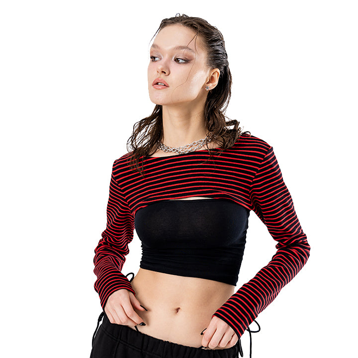 STRIPE SLIM BOLERO TOP