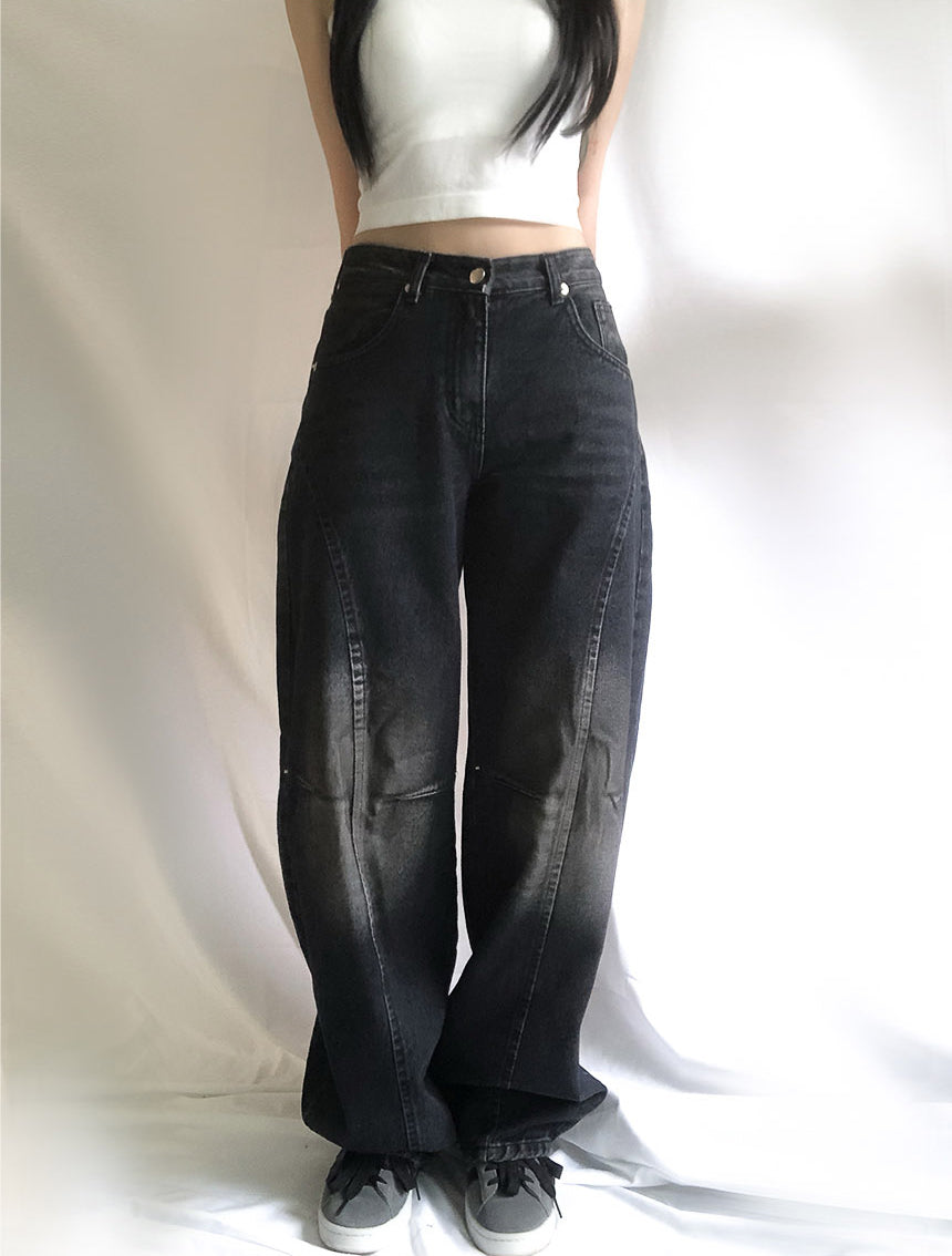 haze black denim wide pants