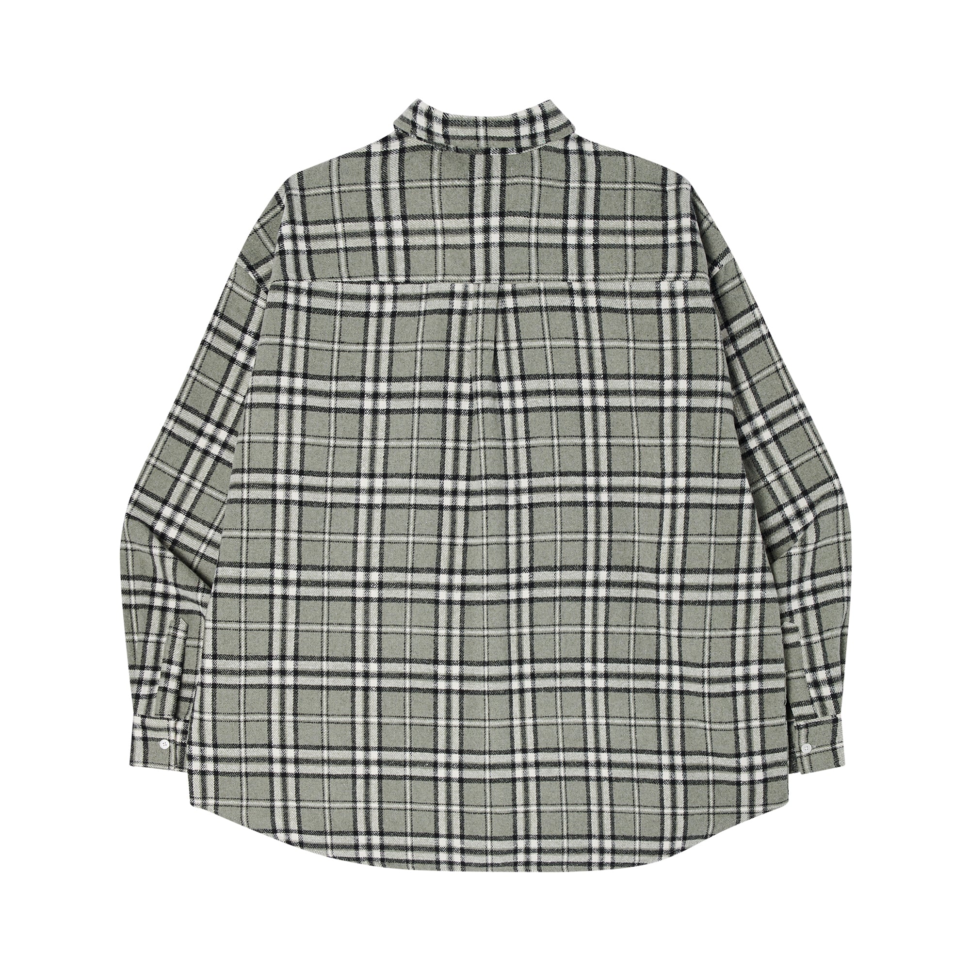 Loose wool check shirts Gray