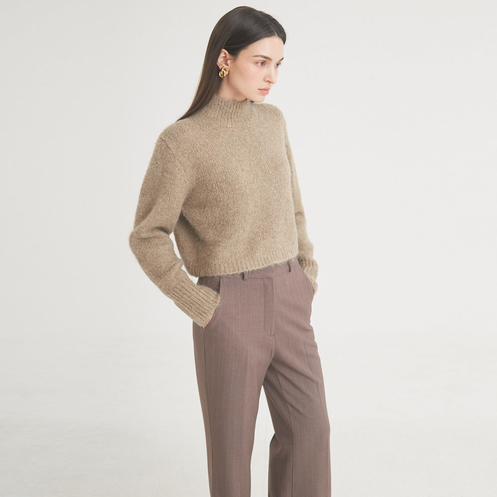 Wool Stripe Flare Pants (Brown)