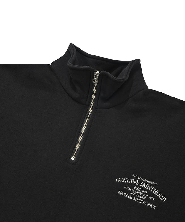 SP SERIF G.S LOGO HALF ZIP-BLACK