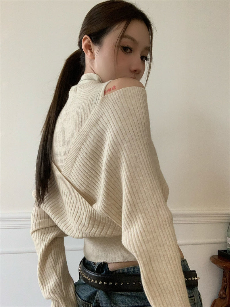 Strap wrap open knit