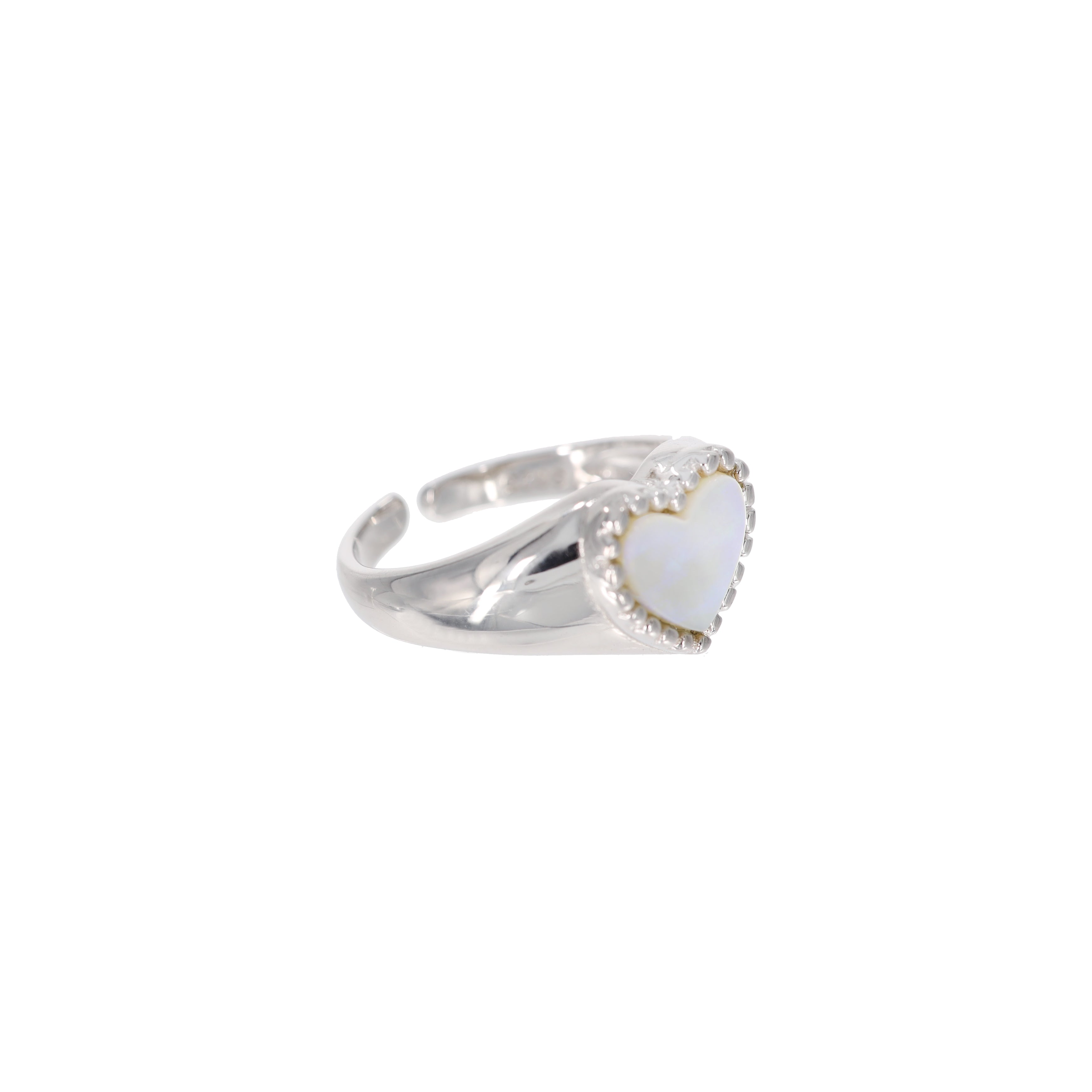 Mother-Of-Pearl Heart Silver Ring