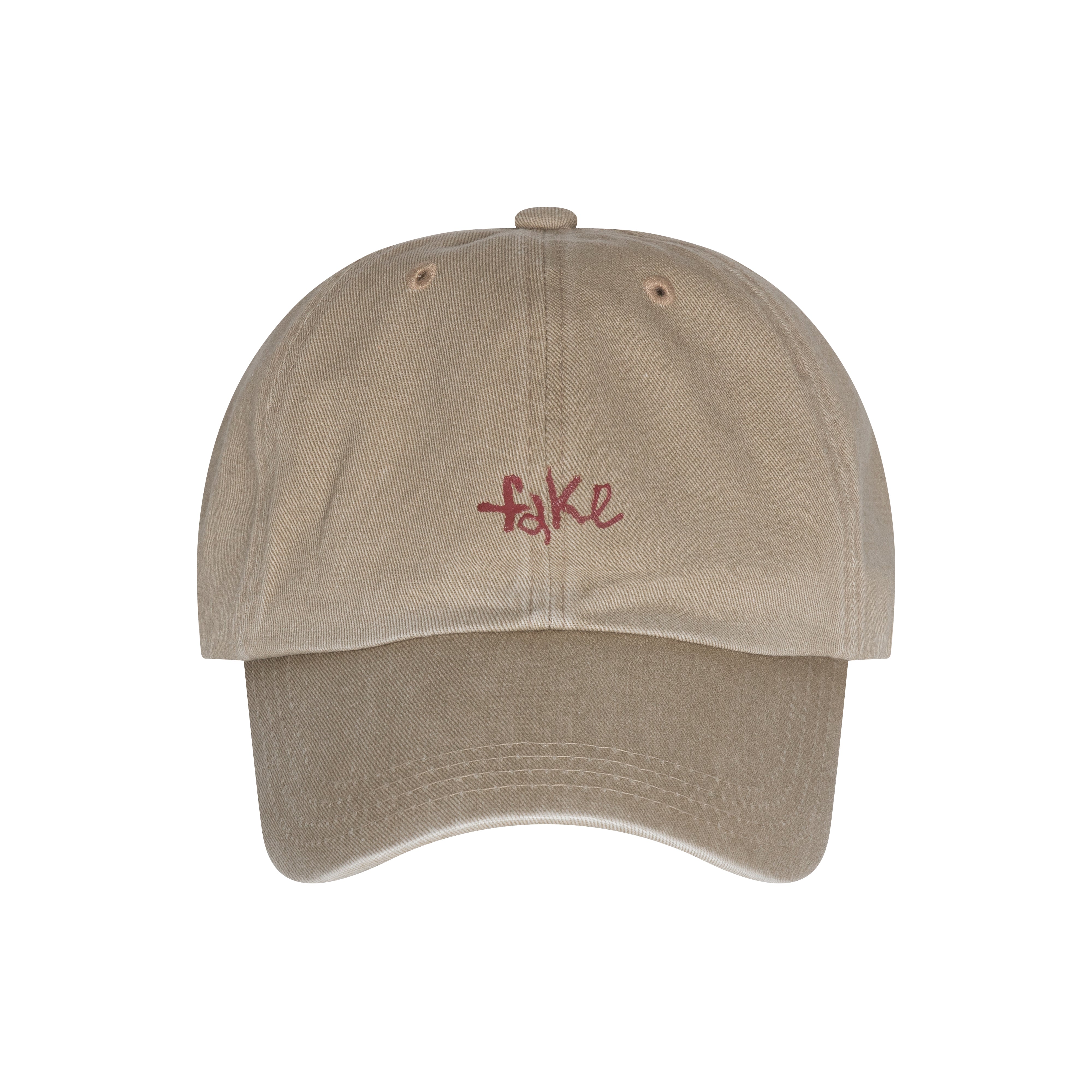 FAKE Logo Washed Cap (BEIGE)