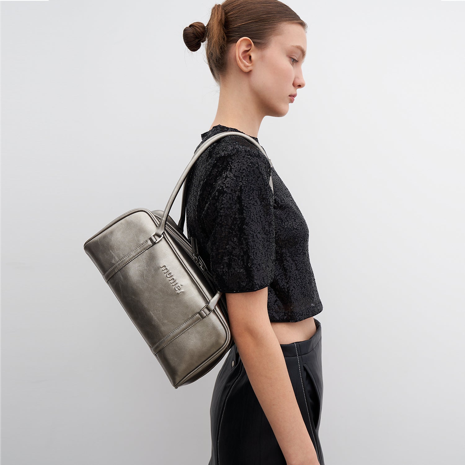 LAYER SHOULDER BAG_CHAMPAGNE SILVER