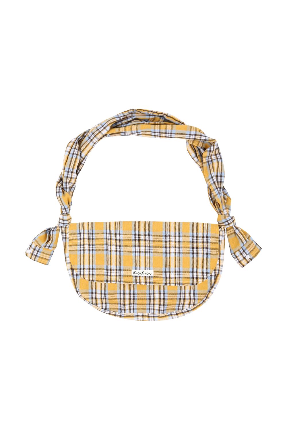 knotted check shirt messenger bag