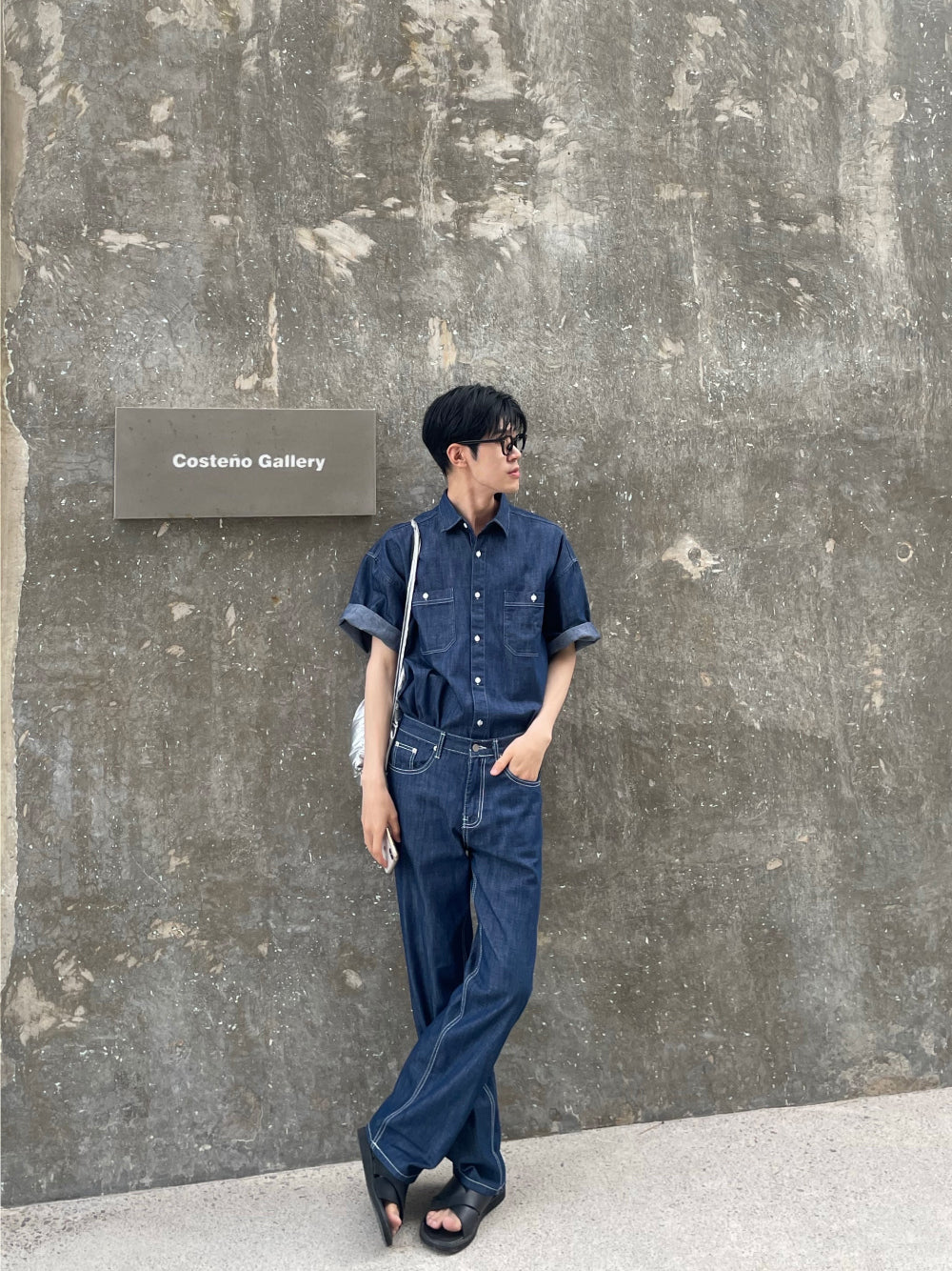 Modern denim set up half shirts