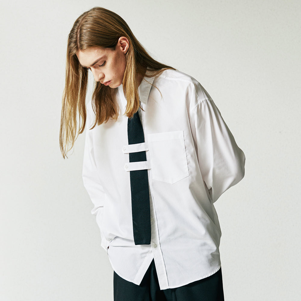 DOUBLE HOLDER STRAP STRIPE SHIRT WHITE