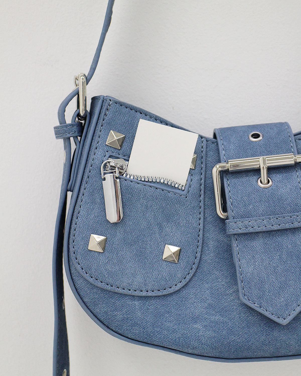 Denim Studded Shoulder Mini Bag (2color)