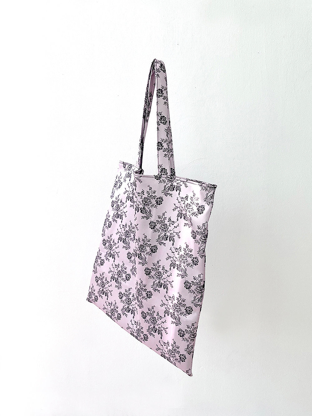 Rose Embroidery Satin Eco-bag (L/Rose Pink)