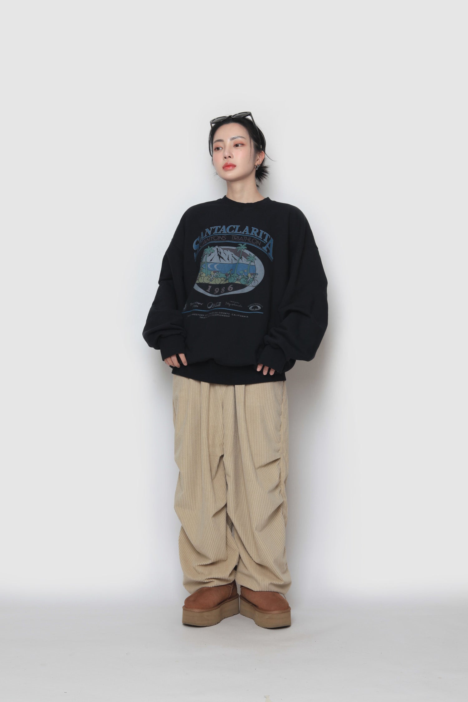 Corduroy Knitted Tuck String Pants