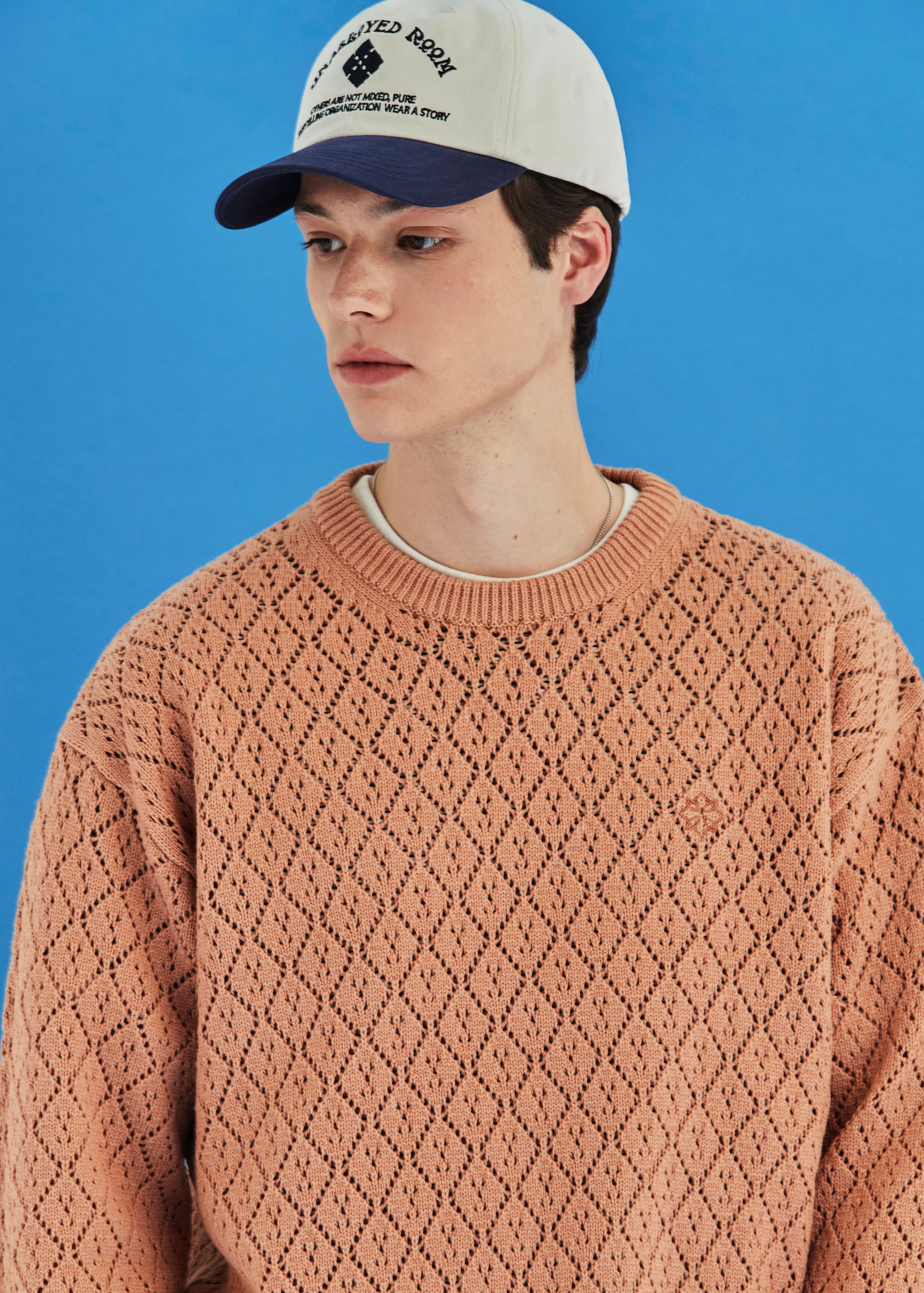 MESH ARGYLE KNIT / SALMON