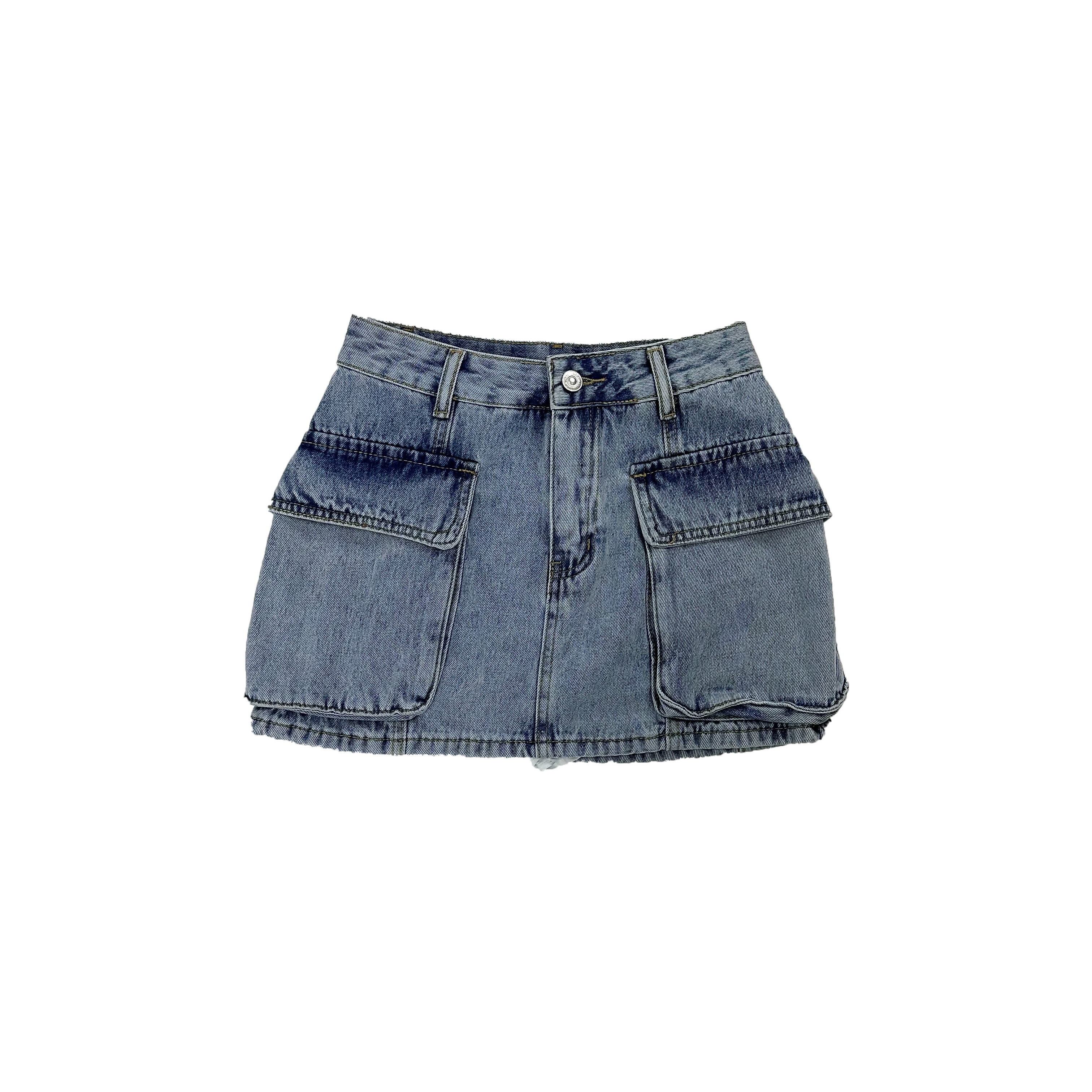 big pocket denim skirt