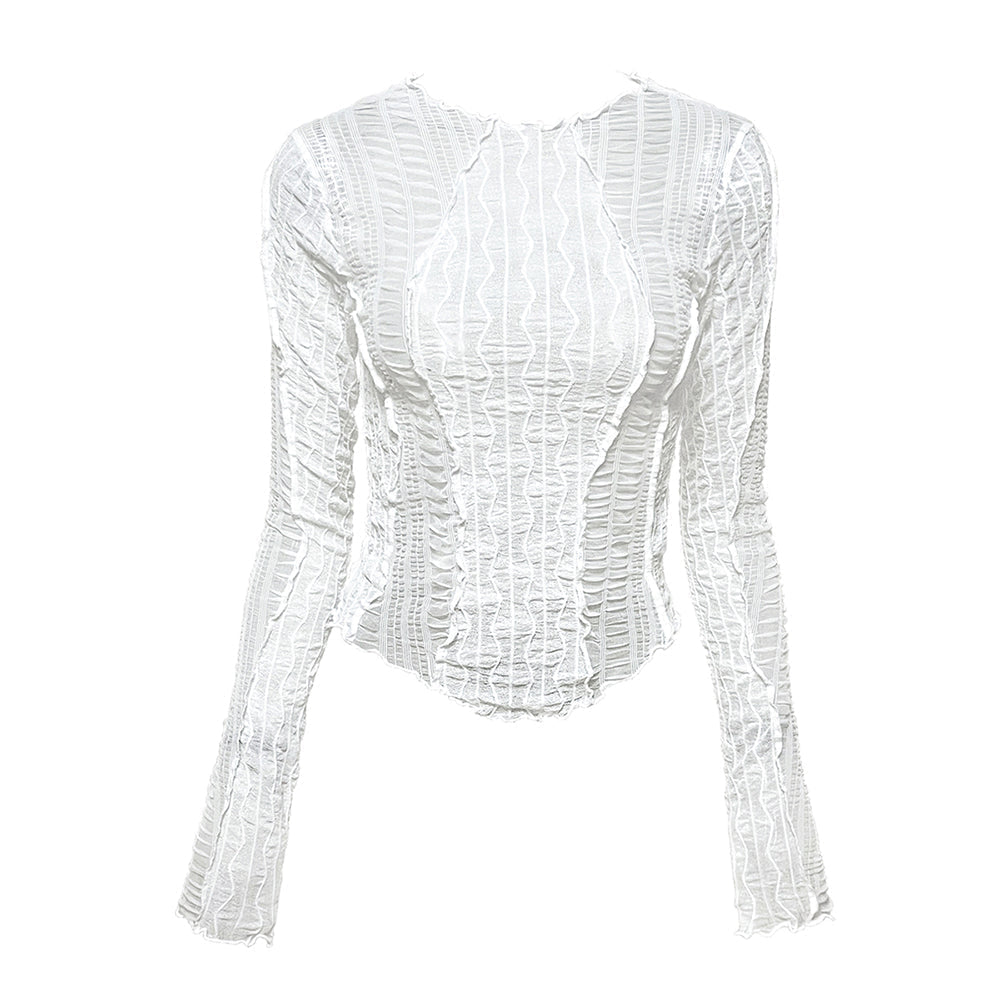 wrinkle snake layer top - white