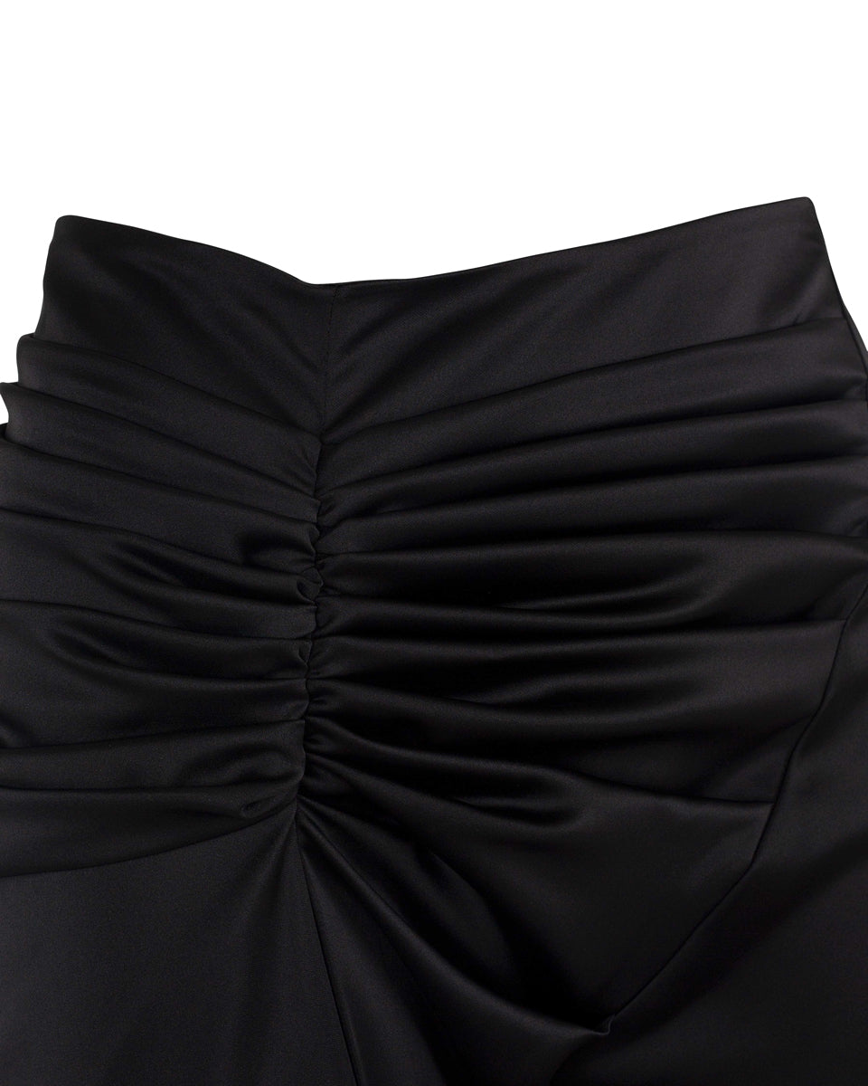 Satin Draped Trousers _ Black