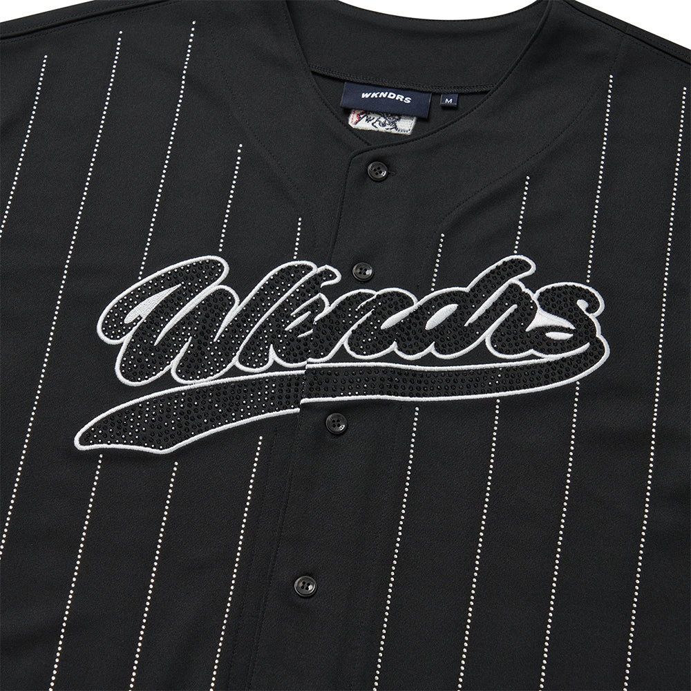 RHINESTONE BASEBALL JERSEY (BLACK) L / BLACK