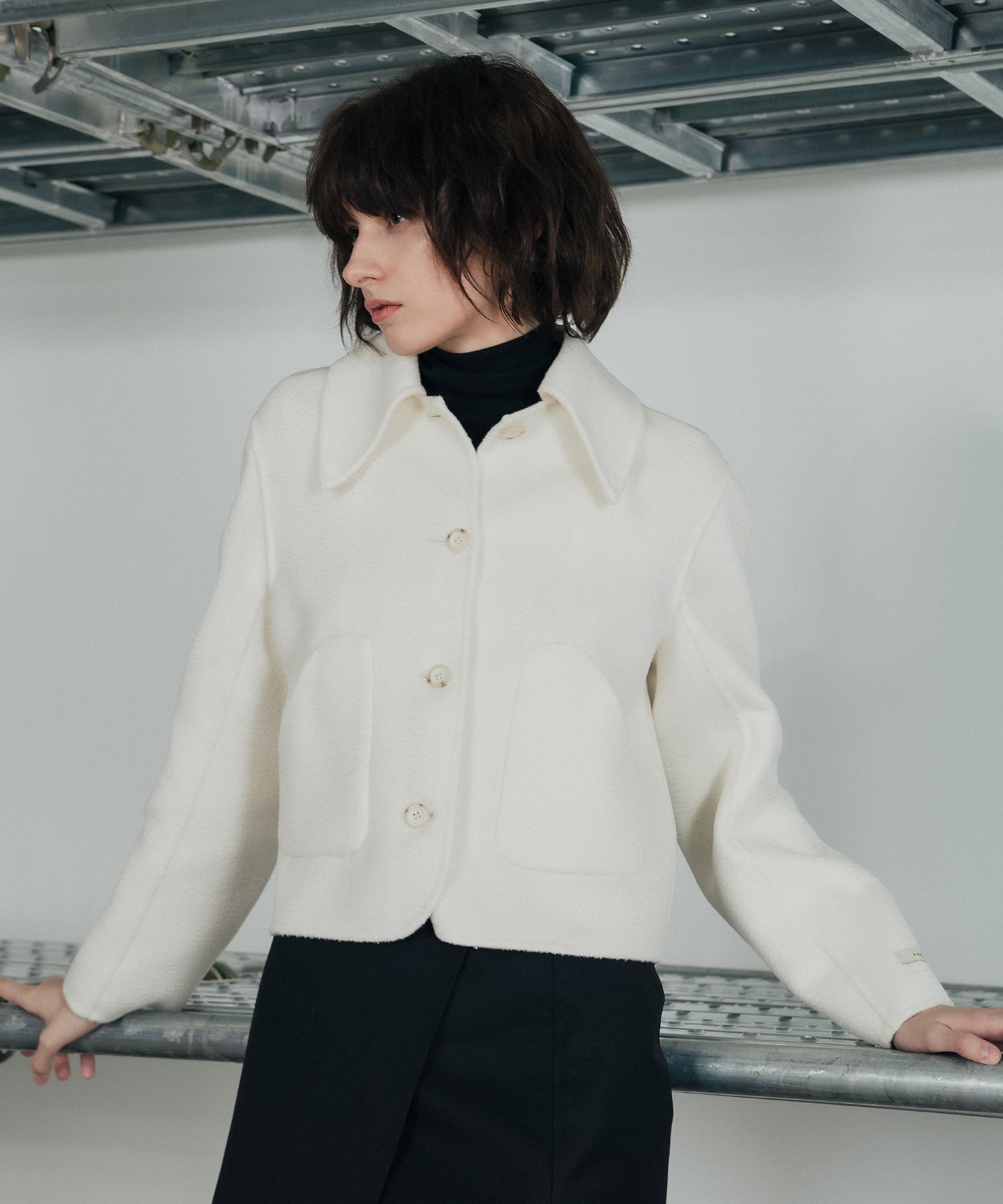 Handmade wool short coat_ivory