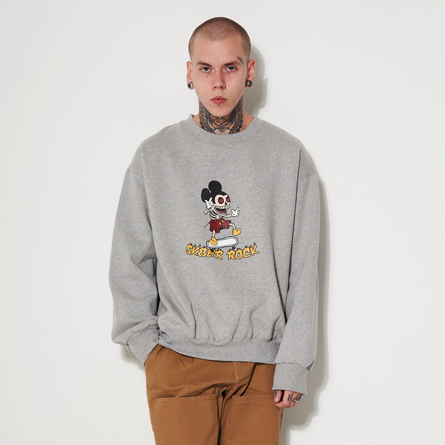 SKELETON MOUSE SWEAT SHIRT GRAY