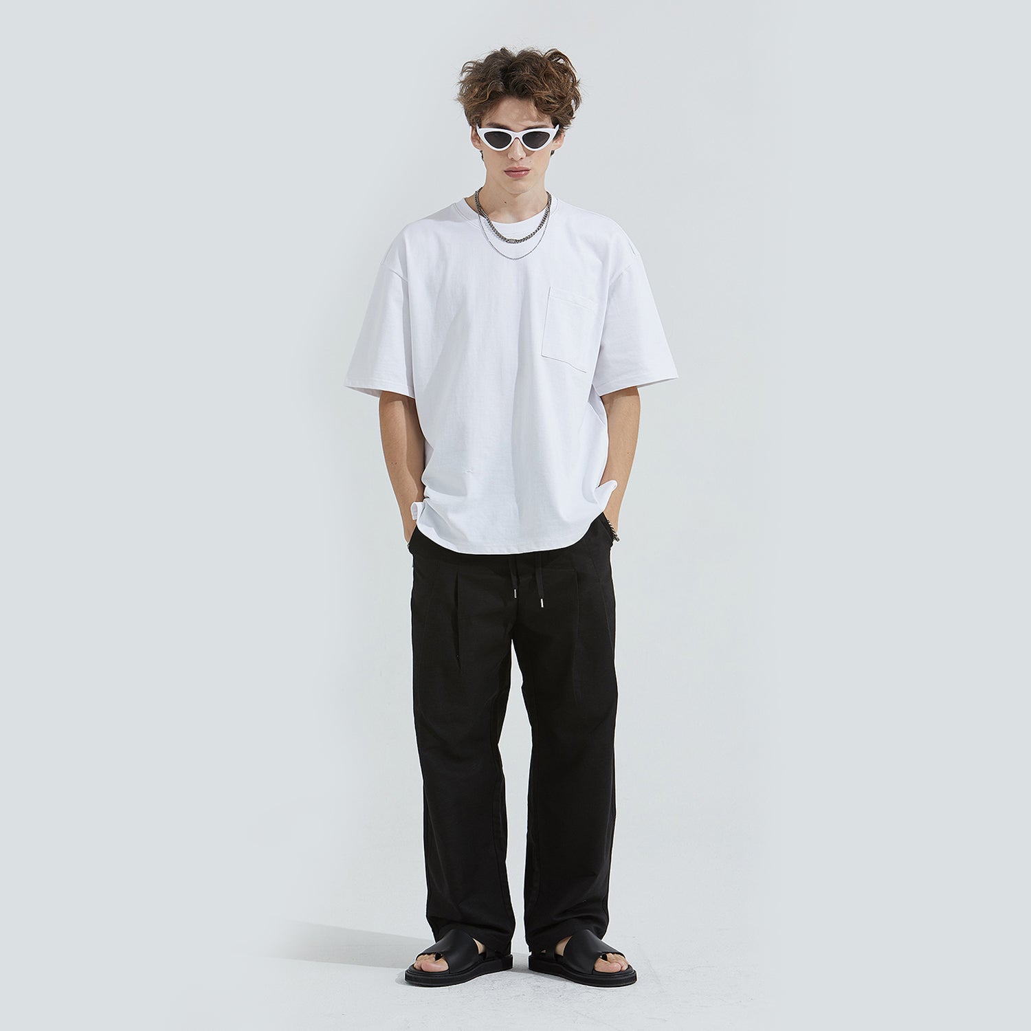 Linen Two-tuck Balloon Pants (BLACK)