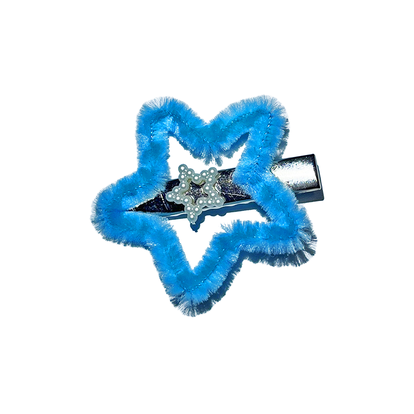 Blue baby fur hairpin