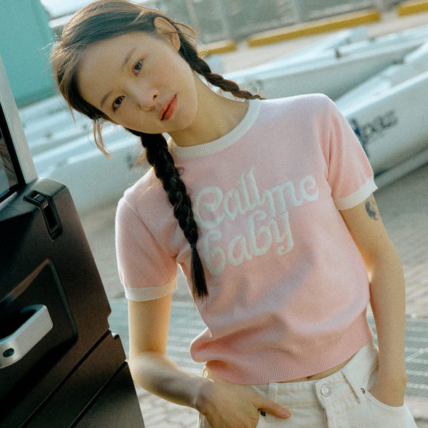 ベイビーリンガーショートスリーブニット / Baby Ringer short sleeve knit _ Pink