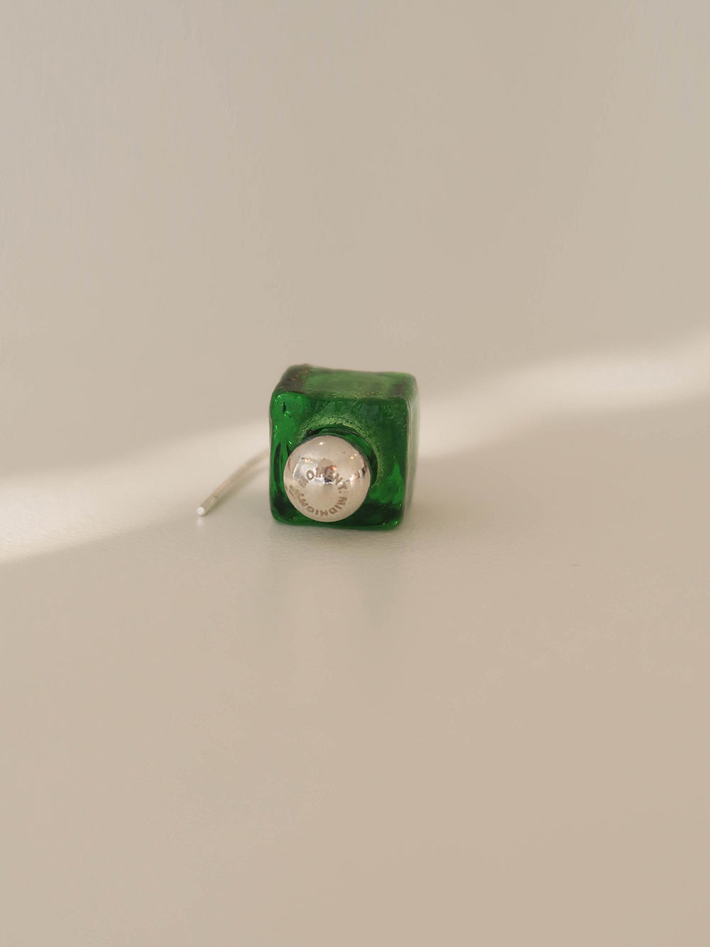 cube hook earring - green