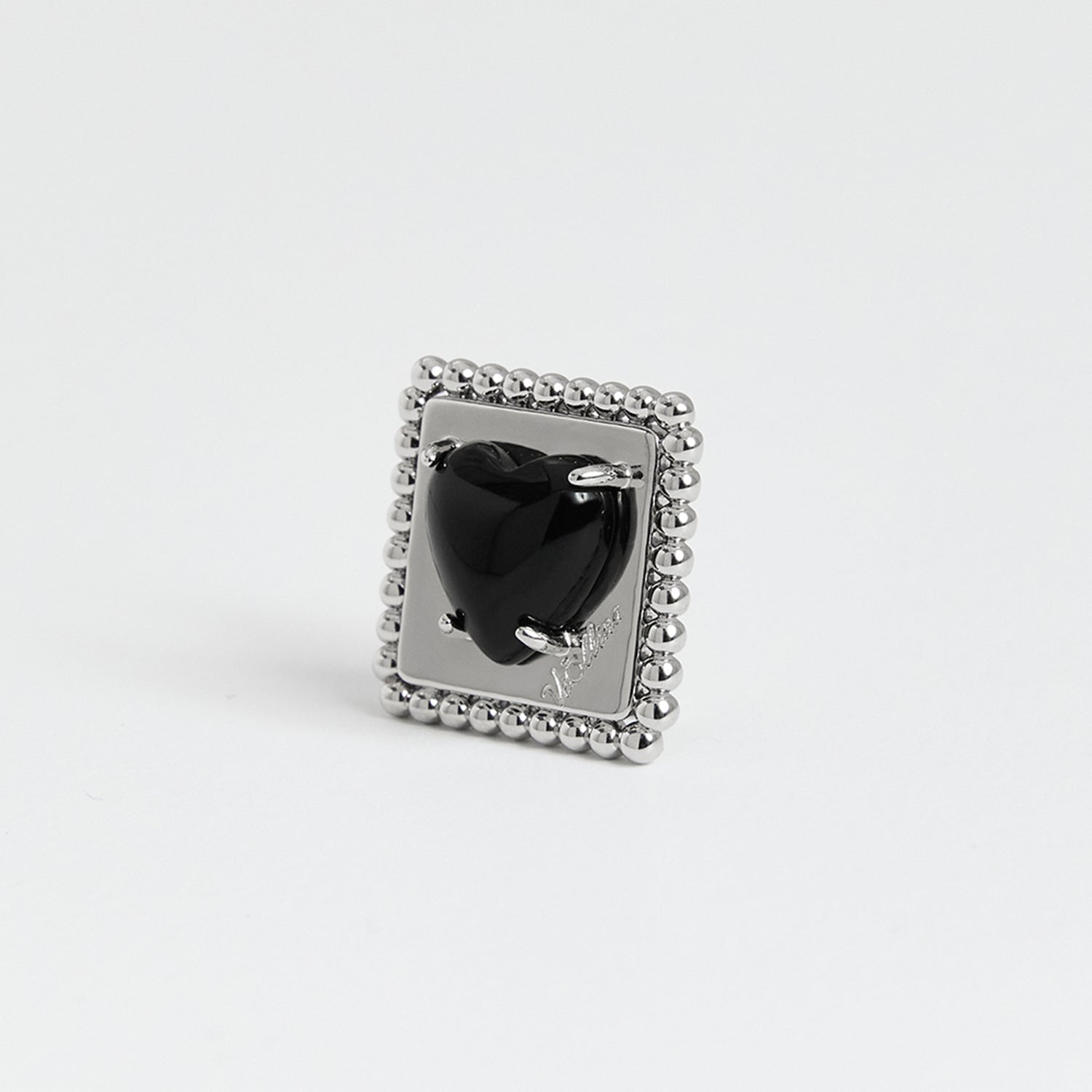 Square Heart Earrings_Silver